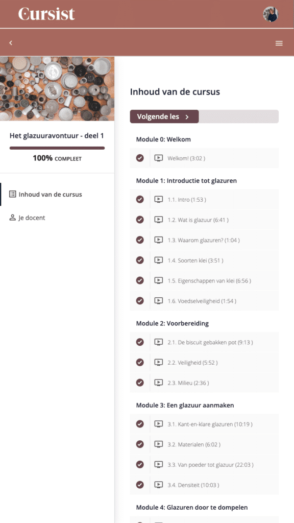 GLAZ1 Glazuren keramiek, screenshot van wegpagina