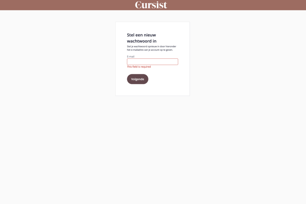 cursist paswoord nieuw aanmaken