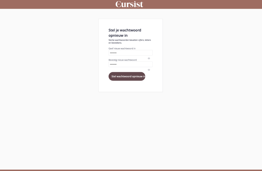 cursist paswoord nieuw