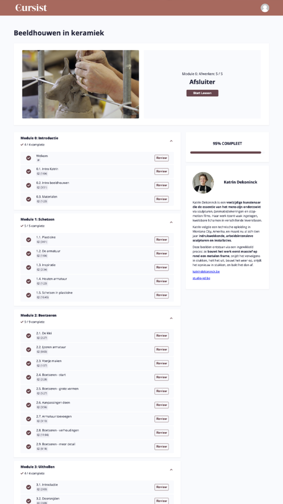 Screenshot van de webpagina BIK