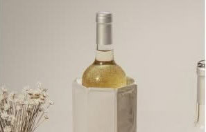 De wijnkoeler in keramiek beige grijze dop